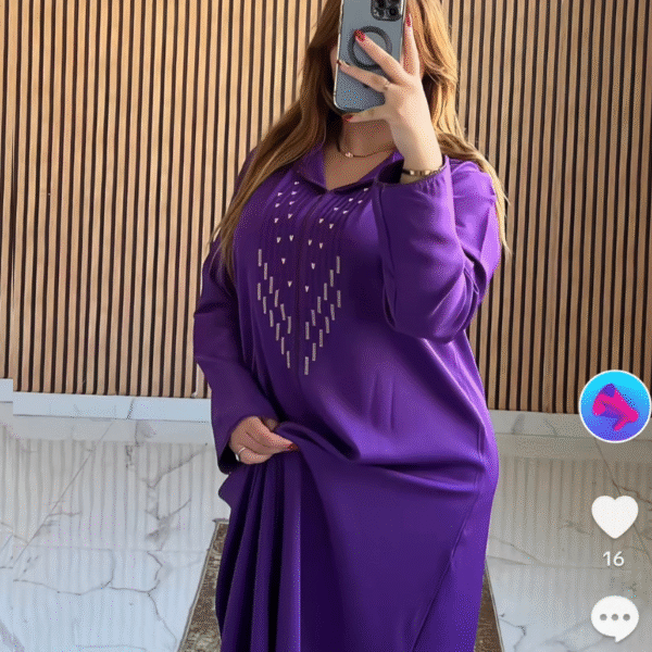⁦jellaba en crêpe de soie avec randa⁩ - الصورة ⁦7⁩